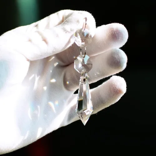 Miniatura 3 de 20pcs 1.496 in Candelabro Cristales Piezas de Repuesto Prismas Colgantes Colgantes Colgante Claro Carámbano Caída con Cuentas Octágonas de Vidrio