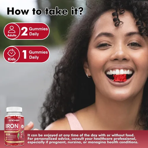 Miniatura 5 de Suplemento de hierro para mujeres y hombres, suplemento multivitamínico de hierro constructor de sangre con folato, vitamina C, B12, B6, zinc