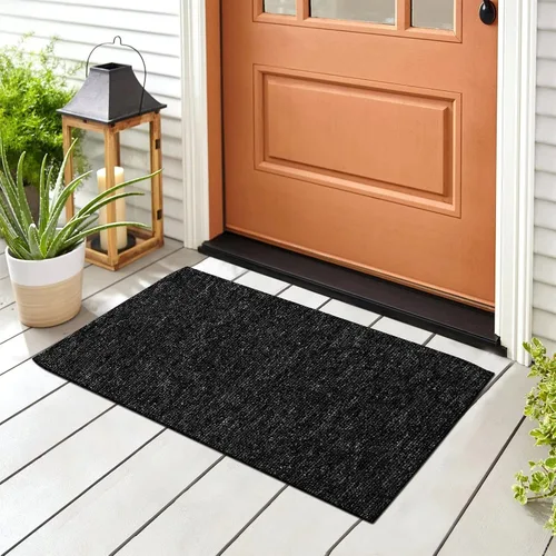 Miniatura 6 de Nuanchu 1 rollo de tapete grande semiacabado para exteriores, de 16 x 79 pulgadas, tapete para puerta angosta, antideslizante, impermeable