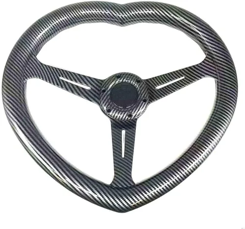 Miniatura 5 de Volante en forma de corazón negro del ABS universal del volante del estilo de la fibra de carbono