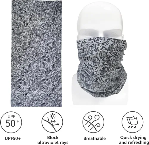 Miniatura 3 de Bilymate Polaina de cuello refrescante de cachemira gris, protección solar UPF 50+, malla transpirable, bandana sin costuras para hombres y mujeres