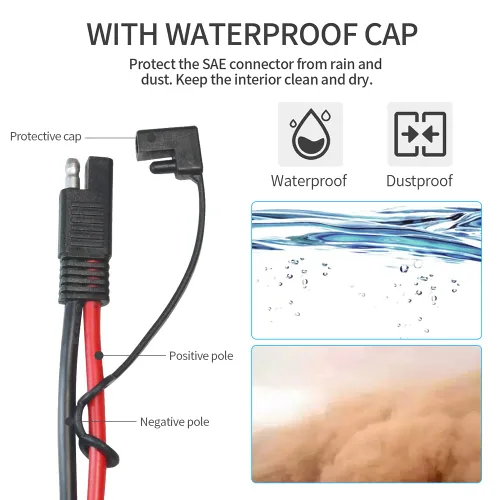Miniatura 5 de ELFCULB 10AWG de SAE a pinzas de cocodrilo, cable de extensión de clip de cocodrilo de batería a conector SAE, cable de abrazadera de batería