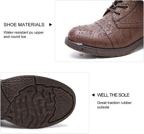 Miniatura 4 de Botines para mujer, estilo combate con cordones y peluche.