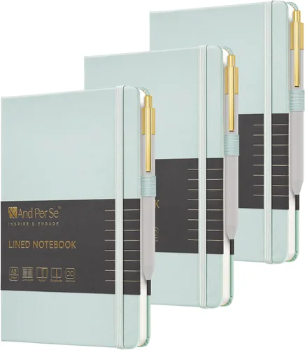 Miniatura 8 de &And Per Se Juego de diario y bolígrafo forrados, cuaderno A5 de tapa dura de cuero con bolígrafo y juego de papelería, 160 páginas de 3.53 oz/m²