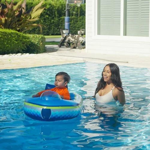 Miniatura 6 de PoolCandy Flotador motorizado para piscina para bebés con control remoto Barco inflable seguro para niños pequeños Edades 1 a 4 Protector