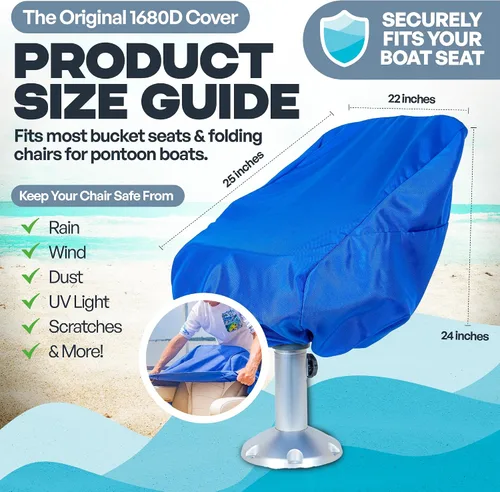Miniatura 2 de Fundas de asiento de barco Pontón, nuestra funda de asiento de barco de 24 x 22 x 25 pulgadas protege tu asiento de los elementos, resistente