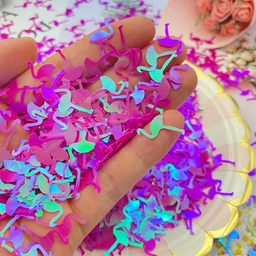 Miniatura 4 de 2000 piezas de confeti de PVC con purpurina de flamenco para manualidades, tarjetas, bricolaje, compromiso, boda, despedida de soltera, cumpleaños