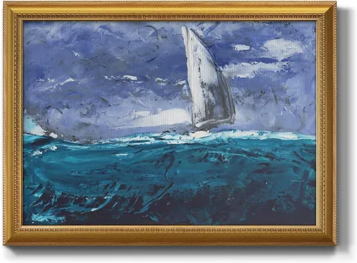 Miniatura 6 de Arte de pared de mapa de Estados Unidos azul sobre líneas blancas y rojas, pintura de fondo, arte abstracto moderno, decoración del hogar, lienzo