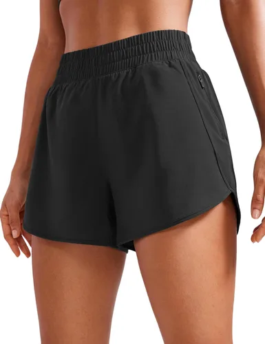 CRZ YOGA Dolphin - Pantalones cortos deportivos para mujer de 3 pulgadas, cintura alta, secado rápido, para correr, entrenamiento, gimnasio, pista