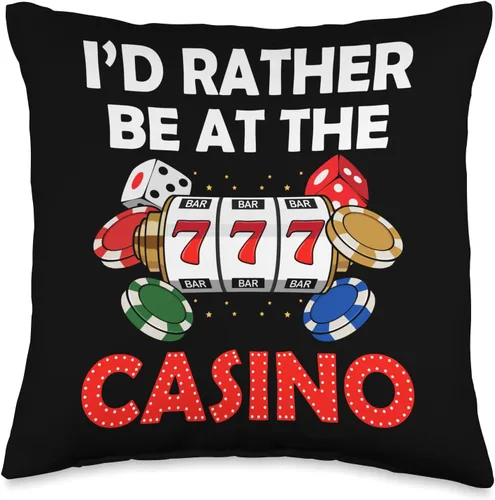 Casino Poker Slot Machine Gambler Gambling Design Funny Casino - Almohada de juego con tarjeta de máquina tragamonedas de Las Vegas, 16 x 16