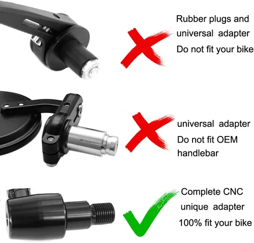 Miniatura 3 de Xitomer Espejo de extremo de barra universal para MT-07 FZ07 Espejo retrovisor apto para MT-09 FZ-09 MT-10 2017 2018 2019 2020 2021 2022 Espejo