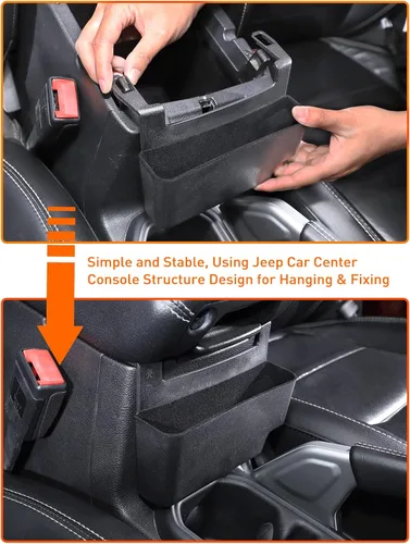 Miniatura 3 de Savadicar Organizador de almacenamiento colgante de consola central para Jeep Wrangler JL JLU 4XE 2018-2025 y Jeep Gladiator JT, bandeja de ABS