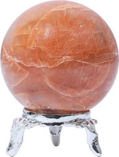 Miniatura 9 de Crocon Bola esférica de piedra de jaspe rojo de 2.165 in con soporte de metal, más de 1400 quilates, esfera de curación, escultura para adivinación