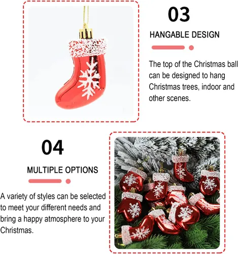 Miniatura 6 de Ochine 6 adornos de bola de Navidad, decoración de árbol de Navidad, adornos de remate rojo, decoración colgante inastillable, decoración