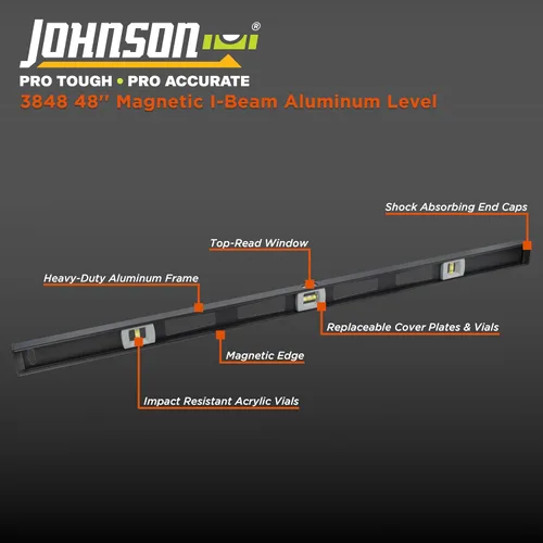 Miniatura 11 de Johnson Level & Tool 3824 - Nivel magnético de aluminio profesional, 24 pulgadas, negro, 1 nivel