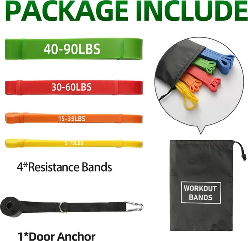 Miniatura 5 de Resistance Bands for Working Out, Pull Up Assist Bands Set, Workout for Women and Men, Exercise Bands,Training, Plasticity, Physical Therapy at