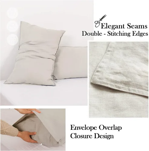 Miniatura 4 de Simple&Opulence Juego de sábanas 100% lino, 4 piezas, estilo básico, bolsillo profundo, lino natural lavado francés, color sólido, suave