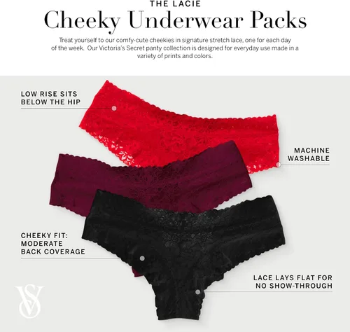 Miniatura 4 de Victoria's Secret Lacie Cheeky Panty Pack, Ropa Interior Mujer (XS-XXL)