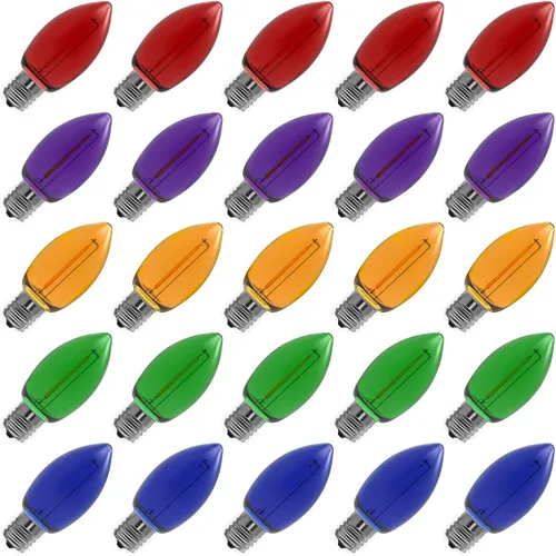 Meconard Bombilla LED C9 de Repuesto para Luces Navideñas, Bombillas LED Irrompibles C9 para Cadenas de Luces Navideñas Exteriores, Base Intermedia