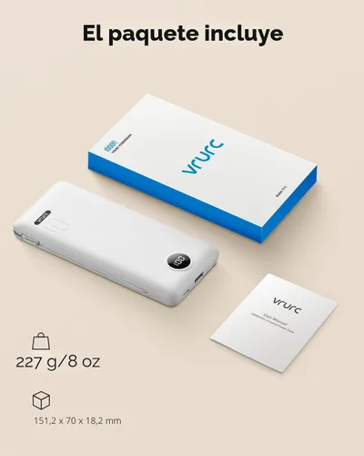 Miniatura 6 de VRURC Cargador portátil con cables y enchufe de pared Banco de energía con cables Cargador portátil de 10000mAh con enchufe AC Paquete