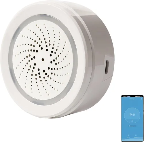 Alarma inteligente de sirena Wi-Fi: alarma inalámbrica para seguridad del hogar, alarma antirrobo con alarma de sonido y luz, sonido de 100 dB,