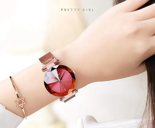 Miniatura 2 de MASTOP Reloj de pulsera de pulsera de acero inoxidable con correa magnética de cara de cristal para mujer