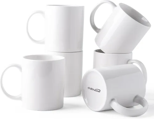 Miniatura 13 de GBhome Juego de 6 tazas de café de 12 onzas, tazas de café de cerámica con flores adhesivas para hombre, mujer, mamá, papá, juego de tazas de café