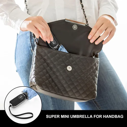 Miniatura 36 de LEAGERA Paraguas de viaje compacto para bolso, mango plano, impermeable para lluvia ligera