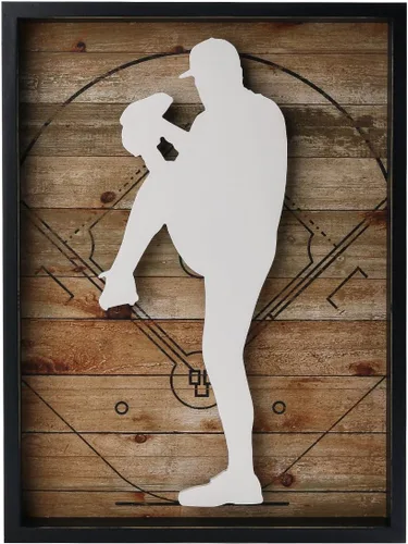 NIKKY HOME Decoración de béisbol enmarcada para pared, póster de madera para colgar en la pared, estilo vintage, rústico, retro, divertido,