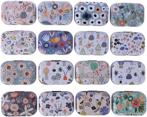 Miniatura 7 de 8 piezas de mini flores de estaño organizador de joyas caja de almacenamiento cajas decorativas pequeñas latas de metal floral con tapas