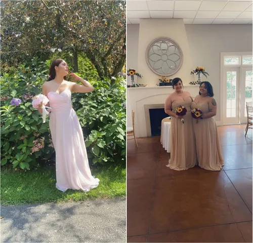 Miniatura 3 de ZLQQ Vestidos largos de dama de honor para mujer, vestidos largos de gasa para boda, noche, vestido formal de graduación, Borgoña