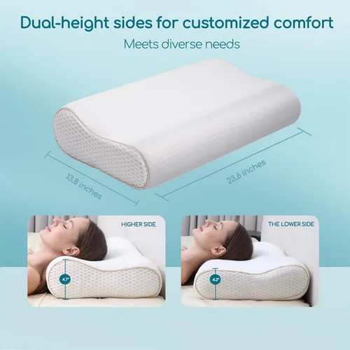 Miniatura 2 de Almohada ergonómica de espuma viscoelástica para el cuello, tela refrescante, almohada sándwich ajustable para aliviar el dolor de cuello