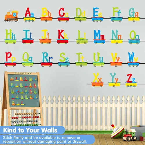Miniatura 9 de Calcomanías de alfabeto para niños, alfabeto ABC, calcomanías de tren, calcomanías de pared de letras del alfabeto, calcomanías de pared