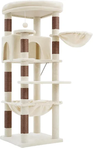 Miniatura 4 de Heybly Árbol para gatos, torre estable de esquina de 53.1 pulgadas para gatos grandes de interior, condominio para gatos bien estructurado
