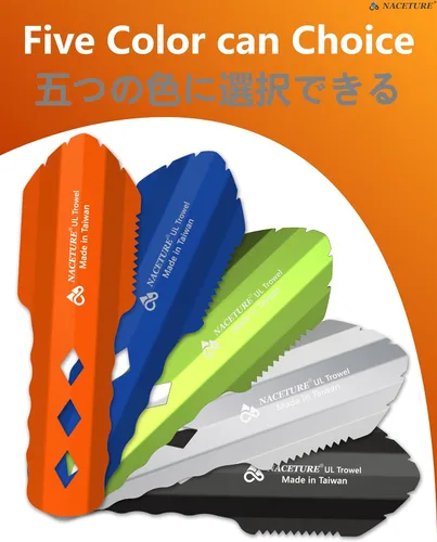 Miniatura 7 de Paleta ultraligera de aluminio para mochileros, multiherramienta pequeña con mango más largo, esencial para senderismo, camping y bolsas de Naranja