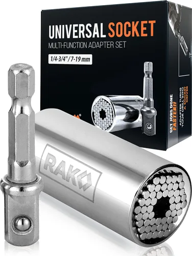 Miniatura 10 de RAK Universal Socket Grip (0.276 - 0.748 pulgadas) - Llave de trinquete multifunción, adaptador de taladro eléctrico de 15 piezas, conjunto
