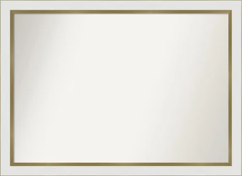 Miniatura 226 de Amanti Art Espejo de baño blanco para sobre el fregadero, 30 x 35 pulgadas, espejo de tocador rectangular estrecho de Eva de oro blanco, marco