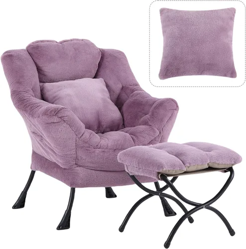 Miniatura 26 de Silla perezosa para sala de estar, silla decorativa grande negra con una almohada, juego de sofá de ocio, cómoda silla de lectura para dormitorio