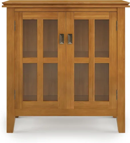 Miniatura 5 de SIMPLIHOME Armario de almacenamiento artesanal, gabinete de almacenamiento bajo de madera maciza de 30 pulgadas de ancho en marrón miel, gabinete