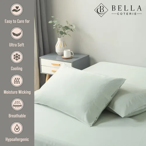 Miniatura 2 de Bella Coterie - Juego de funda de almohada de viscosa de bambú de lujo tamaño King, 100% cultivado orgánicamente, ultra suave, refrescante, 2 piezas