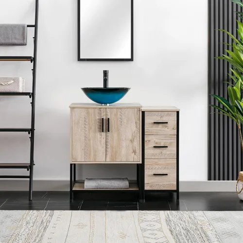 Miniatura 40 de eclife Combo de Tocador de Baño de 36" con Lavabo, Gabinete Moderno de Soporte de Metal con Estante Inferior y Gabinete Lateral de Almacenamiento