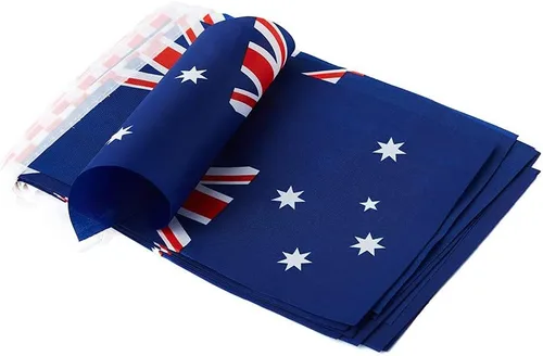 Miniatura 3 de Bandera de Australia, pequeña cadena de banderas australianas, mini banderas australianas, utilizada para fiestas, escuela, eventos deportivos