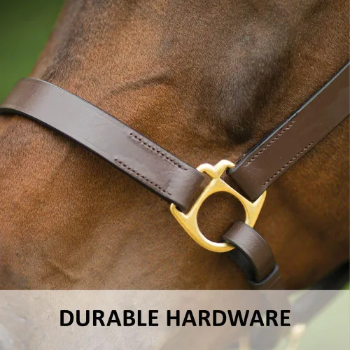 Miniatura 7 de Dura-Tech Premier Lancaster - Cabestro de cuero para caballos Cabestro de cuero económico simple con ajuste ajustable y herrajes de latón macizo