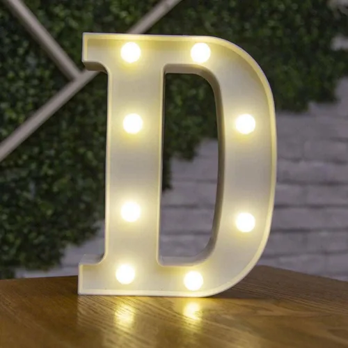 Miniatura 10 de anso Letras LED del alfabeto con números iluminados, letras de plástico blanco, decoración de pie de la A a la Z 0 ~ 9 (rosa corazón)