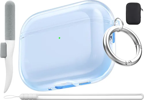 Miniatura 24 de Valkit - Funda transparente protectora para estuche de AirPods, con llavero, poliuretano termoplástico suave, a prueba de golpes, compatible