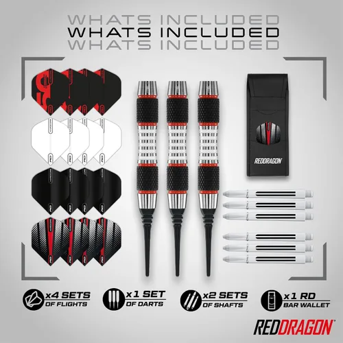 Miniatura 2 de RED DRAGON Axis Professional Darts Set - 85% Tungsten Darts with Flights, Shafts & Wallet - Available in Multiple Colors, Soft Tip 18g and Steel Tip