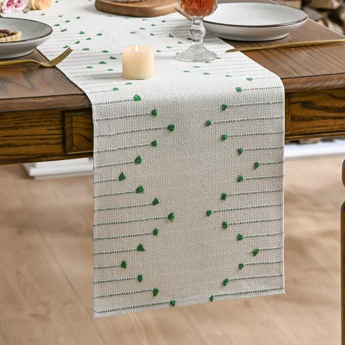 Miniatura 9 de Artoid Mode Camino de mesa tejido de algodón rústico verde militar, decoración de mesa de comedor para decoración de fiesta del hogar, 12 x 36