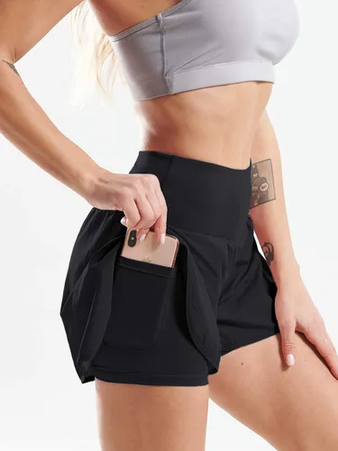 Miniatura 3 de Cadmus - Pantalones cortos de entrenamiento para mujer 2 en 1, para gimnasio, atlético. Pantalones cortos de entrenamiento con bolsillos