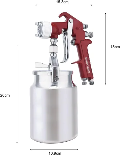 Miniatura 5 de ENDOZER Pistola pulverizadora profesional de alimentación por sifón para pintura, mango rojo, 34 oz - boquilla de 1.8mm para una variedad