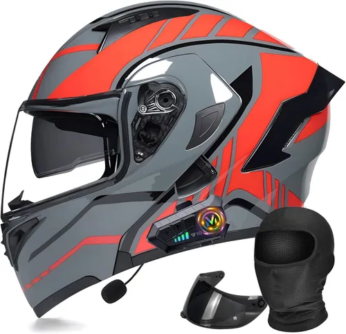 Miniatura 8 de Casco modular Moto Bluetooth con doble visera, con micrófono para Respuesta Automática Casco de Moto Homologado ECE Adecuado para Hombre Mujer